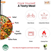 Kraft Futuretec Triply Stainless Steel Cookware Set | 4 Pc Triply Cookware Set | Kadai with Lid (22 cm, 3.2l), Frypan (22 cm), Saucepan (16 cm, 1.6L) | Gas, Induction, Oven Friendly | 5-Year Warranty