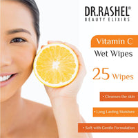 DR.Rashel Vitamin C Pack of 2 Face Wipes, Enriched with goodness of Vitamin C and Aloe Vera Extract | For Multi purpose use | Gives Refreshing and Glowing Skin.(25 pc x 2)