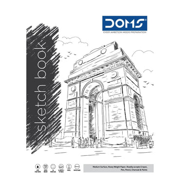 Doms Wiro Bound Sketch Book | 150 GSM, Unruled, 72 Pages | 29.7 x 21 CM | Ideal for Drawing, Sketching, Colouring and Painting | Pack of 1 | Color and Design May Vary