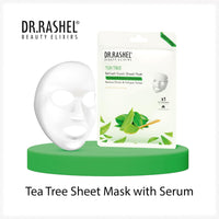 DR.RASHEL Tea Tree Face Sheet Mask With Serum For Women and Men | All Skin Types | Soft and Healthy Skin | Deep Cleansing & Oil Control | Repairing & Nourishment | Soothing And Hydrating | Paraben Free | Pack Of 4 | 20 Grams Each