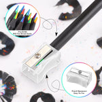 VIHM 12 Colors Rainbow Pencils for Kids Adults, Rainbow Colored Pencil Art Supplies for Girls Boys, Black Wood Multi Colored Pencils for Coloring Drawing Sketching, Pre-sharpened with Free Sharpener