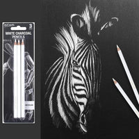 KIRA 3Pcs White Charcoal Pencils Graphite Drawing Painting Sketch Pencils Pens Artist Shading Painting Pencils Art Tools for Professionals Kids Beginners Artists Sketching Coloring