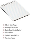 Solimo Wirebound Pocket Size Notebook, A7 Size, 90 Pages,Single Ruled, 70 GSM Paper