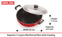 Nirlon Non-Stick 3 Layer Coated 5 Piece Kitchen Cooking Utensils Combo Set Offer with Red and Black Color, Gas Compatible