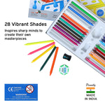 Doms Non-Toxic 28 Shades Super Smooth Plastic Crayons | Erasable & Sharpenable | 1 Eraser & 1 Sharpener Included | Pack of 1