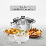Solimo Set of 3 Stainless Steel Casseroles | Glass Lid | Flat Bottom | Dishwasher-Safe | 16 cm, 18 cm, 20 cm, 2.3 Liter, 3 Liter, 1.7 Liter