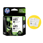 HP 685 Black Ink Cartridge, Pack of 2