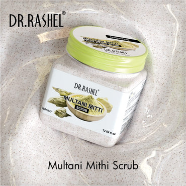 DR.RASHEL Multani Mitti Scrub For Face & Body (380 Ml) | All Skin |Cleanser Scrub For Deep Exfoliation | Dead Skin Remover Scrub | Tan Removal | Blackhead Remover Scrub