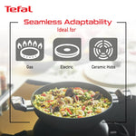 Tefal Delicia Non-Stick Cookware- Set of 4 / Kadhai, Tawa, Fry Pan, Lid & Spatula/Thermo-spot Technology / 24 cm, 26 cm, 24 cm/Suitable for Gas, Electric, Ceramic/Black / 2 Years Coverage