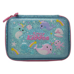 Smily Kiddos Sparkle Pencil Case - Narwhale Theme (Light Blue) School Pencil Cases For Boys&Girls|Birthday Return Gifts|Kids School Supplies|Kids School Stationery|Hardtop Pencil Cases