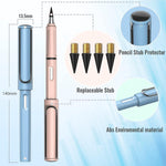 Hari Patra Everlasting Pencil Infinite Pencil,Infinity Pencil With Eraser,Inkless Magic Pencils,Portable Reusable Erasable Writing Pencil(Pack Of 4),Blue