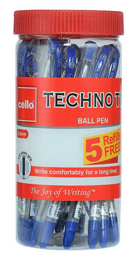ello Technotip Ball Pen | Blue Ball Pens | Jar of 25 Units | Ball Pens for Students | Ball Point Pen Set | Writing Pens for School and Office Use Pens