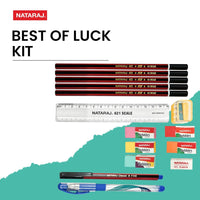 Nataraj Writing Kit|5 Pencils|1 Filly Sharpener|1 Pouch Of 5 Pebbles Erasers|1 Itip Gel Pen|1 Classic Ball Pen|1 15Cm Scale|1 Pasto Eraser|Portable Kit|Academic Kit|Ideal For Gifting, Ink black