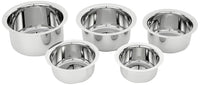 Solimo Stainless Steel Tope Set (5 pieces, 420 ml , 550 ml, 840 ml, 1150 ml and 1550 ml, Induction and Gas compatible)