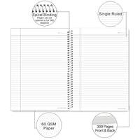 Luxor 6 Subject Spiral Premium Exercise Notebook, Single Ruled - (18cm x 24cm), 300 Pages