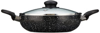 Solimo Aluminium 4 Piece Non-Stick Cookware Set with Detachable Handle | Granite Finish | Induction Base | Pfoa Free | HTR Exterior Coating | Black