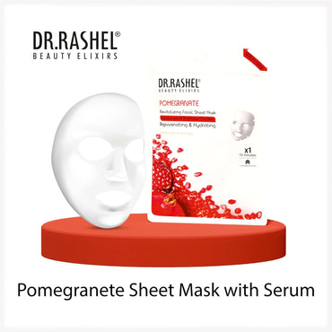 DR.RASHEL Pomegranate Face Sheet Mask With Serum For Women and Men | All Skin Types | Soft and Healthy Skin | Deep Cleansing & Oil Control | Repairing & Nourishment | Soothing And Hydrating | Paraben Free | Pack Of 2 | 20 Grams Each
