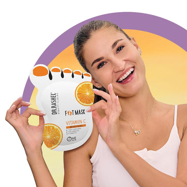 Dr.Rashel Vitamin C Peeling Mask for Cracked Feet | Dead Skin Remover | Heel Peel Pedicure | At Home Foot Care | Lavender | Exfoliant Foot Crack Mask with Moisturising Agents