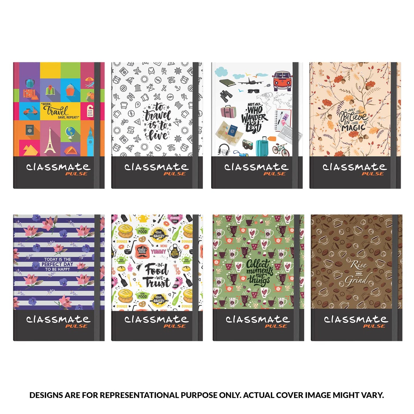 Classmate Pulse A5 Notebook | Flexi-Bound Hard Cover Notebook | 176 Pages | 80GSM Natural Shade Paper | Unruled | 8 Special Pages Inside |Ideal for Personal and Professional Use