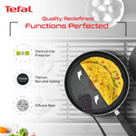 Tefal Delicia Non-Stick Cookware- Set of 4 / Kadhai, Tawa, Fry Pan, Lid & Spatula/Thermo-spot Technology / 24 cm, 26 cm, 24 cm/Suitable for Gas, Electric, Ceramic/Black / 2 Years Coverage
