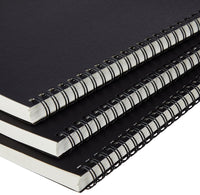 College Spiral Notebook, A5, Size 5.5x8.2 inches, Blank | Travel Writing Notebook, Journal, Notepad, Sketchbook | For Students, Office | Subject Diary | Pack of 3 (Black Cover)