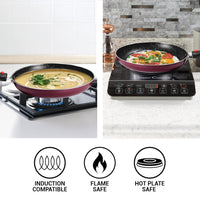 Milton Pro Cook Kitchen Jewel Set of 5, Peach (Fry pan 24 cm/1.6 litres; Kadhai 24 cm/2.5 litres with Glass lid; Tawa 25 cm) | Induction | Hot Plate | Flame Safe