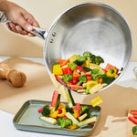Solimo Triply Stainless Steel 3 Piece Cookware Set(Kadhai/Wok with Lid-24 Cm,Fry Pan-24 Cm&Tea/Milk Saucepan-16 Cm) Induction and Gas Stove Compatible|Dishwasher Safe,Silver