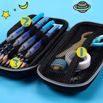 wolpin Ethylene Vinyl Acetate (EVA) 1Pc 3D Pencil Case, Large Capacity Pencil Pouch Bag For Boys & Girls Students With Zip Closure Portable Stationery Bag Organizer Eva, Space Blue