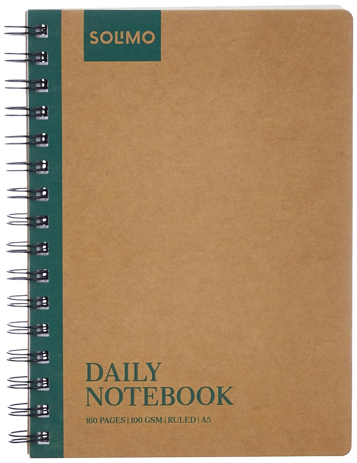 Solimo Notebooks, Spiral-Bound, Kraft Cover, Lightweight, Pleasing Designs (A5, 160 Pages, 100 GSM, Set of 3)