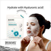 DR.RASHEL Hyaluronic Face Sheet Mask With Serum For Women And Men | All Skin Types | Repairing & Nourishment | Soothing And Hydrating | Paraben Free | Pack Of 4 | 20 Grams Each