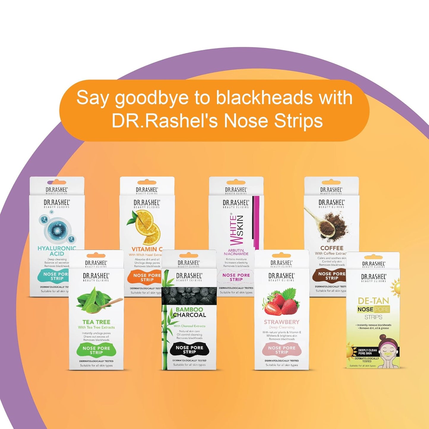 DR.Rashel Nose Pore Strips For Pore Cleansing | Deep Cleansing Nose Strips For Instant And Painless Blackheads Removal | Deep Purifying Blackhead Remover Strips for Nose | 10 PCS (Vitamin C)