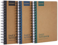 Solimo Notebooks, Spiral-Bound, Kraft Cover, Lightweight, Pleasing Designs (A5, 160 Pages, 100 GSM, Set of 3)