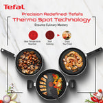 Tefal Delicia Non-Stick Cookware- Set of 4 / Kadhai, Tawa, Fry Pan, Lid & Spatula/Thermo-spot Technology / 24 cm, 26 cm, 24 cm/Suitable for Gas, Electric, Ceramic/Black / 2 Years Coverage