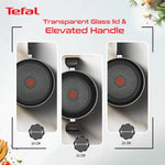 Tefal Delicia Non-Stick Cookware- Set of 4 / Kadhai, Tawa, Fry Pan, Lid & Spatula/Thermo-spot Technology / 24 cm, 26 cm, 24 cm/Suitable for Gas, Electric, Ceramic/Black / 2 Years Coverage