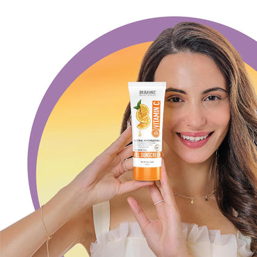 DR.RASHEL Vitamin C Sunscreen SPF 60 PA+++ Gel Ultra Hydrating Protects Your Skin From UV Rays With Matte Look Oil Control For Normal to Oily Skin Parabean Free – 100 ML