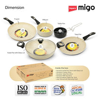Impex 6 Pcs Nonstick Granite Cookware Set | 3 mm Thickness | Induction Bottom Cookware Set, Nonstick Cookware Set of Frypan, Kadai Pan, Tawa Pan, Tadka Pan and Milk Pan | 1 Year Warranty
