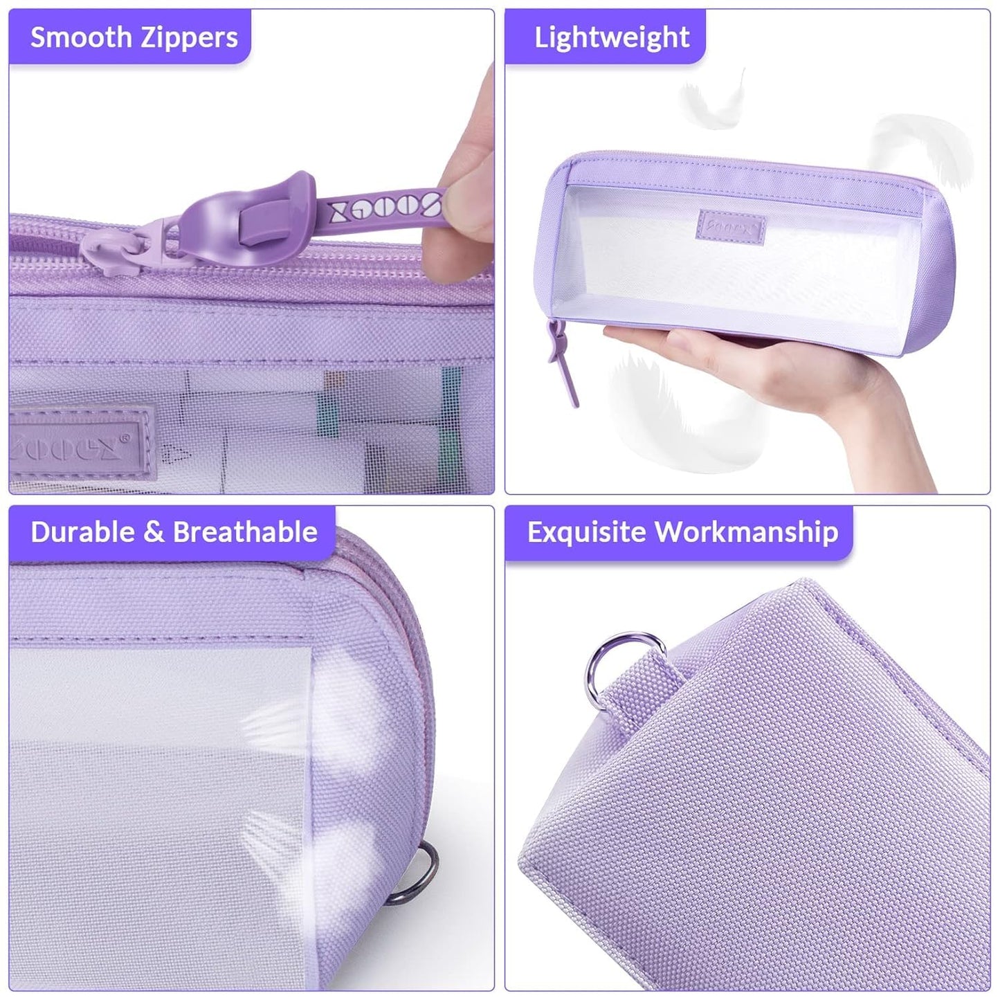 Sileni Cross Net Pencil Pouch Durable, Stylish & Spacious Organizer for Pens, Pencils, and Small Accessories Ideal for School, Office, and Travel Pack of 1(Cross Net Purple Pouch)