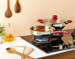 Solimo Stainless Steel Heavy Bottom 2 Piece Cookware Set |Three Layer Impact Forged Bottom for Durability | Premium Look with Soft Touch Handles and Knob, 22 Cm, 2700 Milliliter