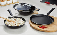 Solimo 3 Pcs Non Stick Cookware Set - Aluminium, Black