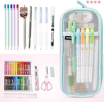 Elegious Net Pencil Pouch Durable, Stylish & Spacious Organizer for Pens, Pencils, and Small Accessories Ideal for School, Office, and Travel Pack of 1 (NET SkyBlue Pouch)