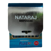 Natraj Fluid X Ball Pens | Break-free Writing | Smooth Ink Flow | Non-slip Grip for Comfortable Writing | Smudge Proof on Papers | Firm Pocket Clip | Blue Colour Ink | School & Office | Pack of 10