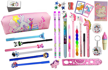 SHUDAUSHI Polyester 27Pcs Unicorn Theme Stationery Gift Set For Girls Unicorn Pencil Case With Pens Pencils,Notepad All Stationery For Girls Unicorn Party Favor For Girls (Style 10,Multicolor)