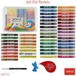 DOMS 50 Shades Oil Pastel With Case|Smooth Color Intermixing For Better Effect|Bright&Intense Colors|Free Scrapping Tool|Non-Toxic&Safe For Childrens|Pack Of 1|Multicolor