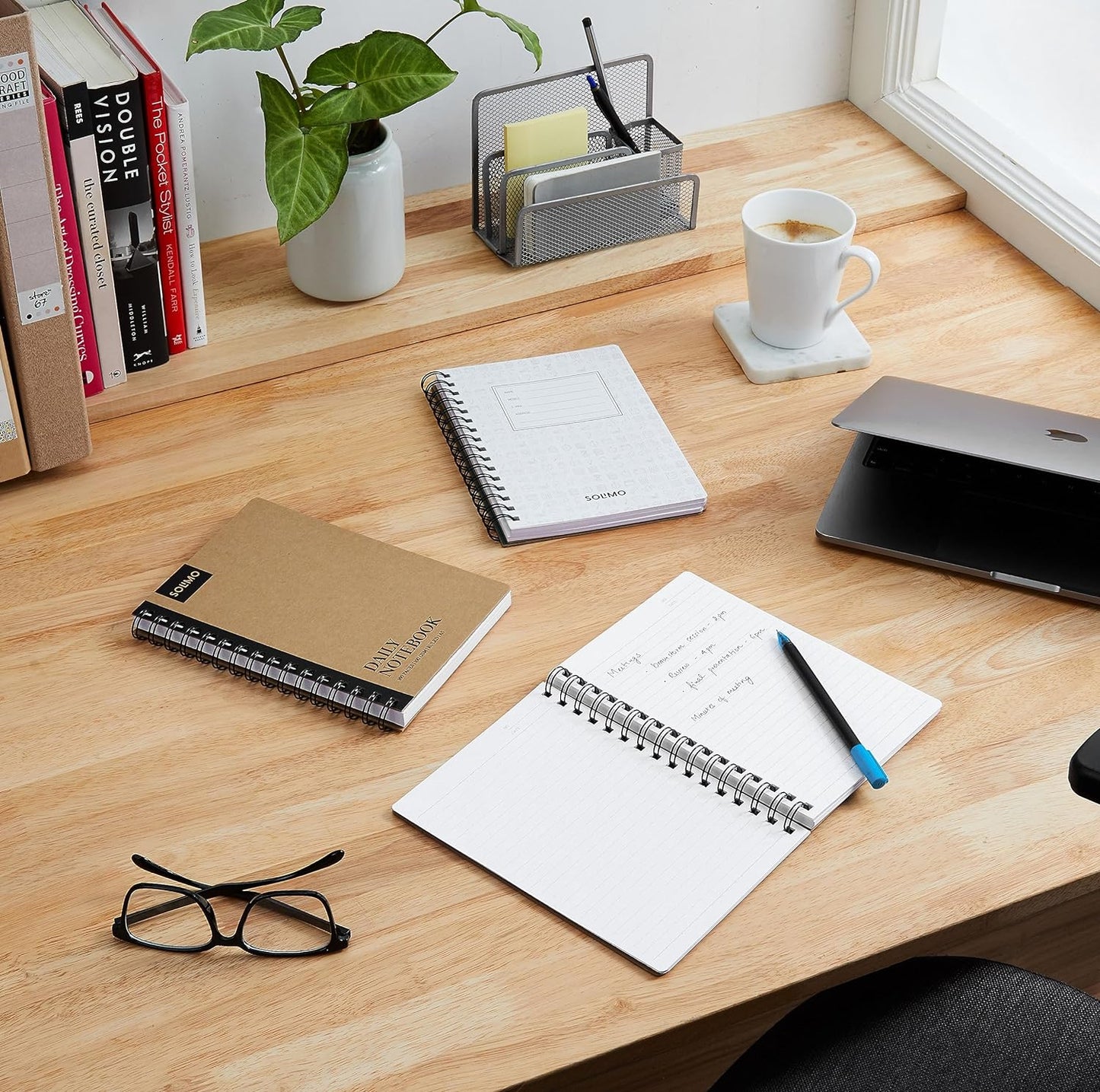 Solimo Notebooks, Spiral-Bound, Kraft Cover, Lightweight, Pleasing Designs (A5, 160 Pages, 100 GSM, Set of 3)