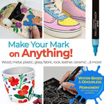 Zieler 12 Acrylic Paint Pens for Rock Painting, Ceramic, Porcelain, Glass, Stone, Pebble, Fabric, Wood & DIY Mug Design Permanent Water-based Marker Pens (Vibrant Colours, Medium Tip - 2.5mm)
