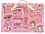 SILLYME 41 pcs Mega Unicorn Stationery Set for Girls - Birthday Gift for Girls - Metal Geometry Box for Girls, Pencil Colour Sets., Unicorn Diary, Crayon, Skech pens, Pencil Eraser Scale
