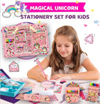 SILLYME 41 pcs Mega Unicorn Stationery Set for Girls - Birthday Gift for Girls - Metal Geometry Box for Girls, Pencil Colour Sets., Unicorn Diary, Crayon, Skech pens, Pencil Eraser Scale