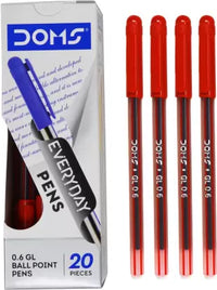 DOMS DF 0.6 GL Red Ink Ball Pen  (Pack of 80, Ink Color - Red)