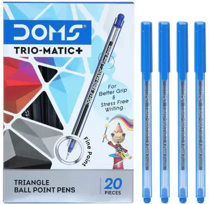 DOMS Fine Point Trio-Matic + Ball Point Pen Box Set | Lightweight, Smooth Writing Ball Pen  (Pack of 60, Ink Color - Blue)