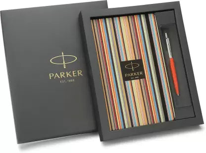 PARKER Pin Stripe Diary Combo with Jotter Standard | Chrome Trim |Orange Body Color| Ball Pen  (Pack of 2, Ink Color - Blue)